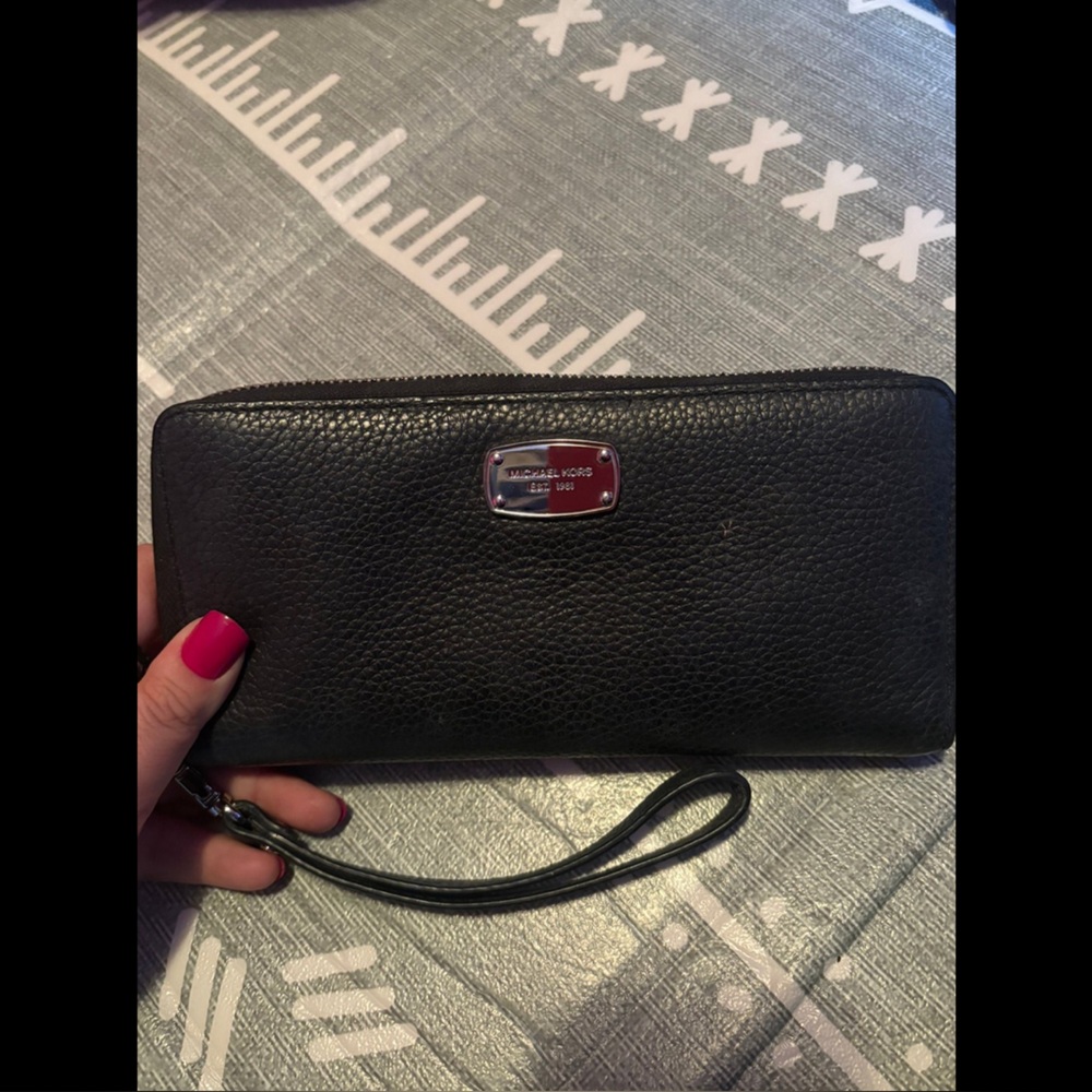Michael Kors Black Pebbled Leather Wristlet